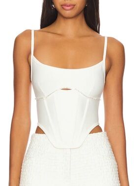 Superdown Gia Corset Top White Sculpted Corset Tank bustier Revolve XS